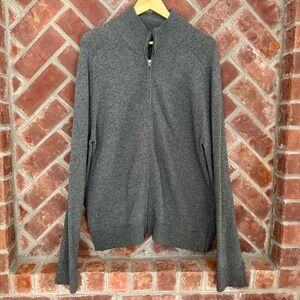 Banana Republic Wool Cashmere Full Zip Sweater Mens Size Large Gray Rabbit Hair